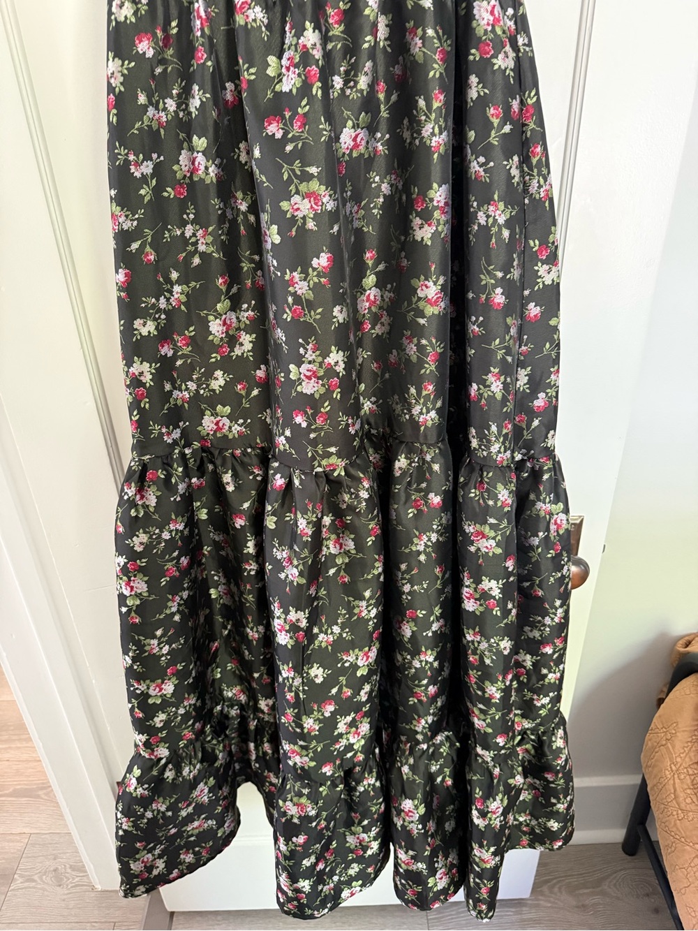 Lulu’s Avalie Black Floral Tiered Bustier Maxi Dress - Picture 3 of 6